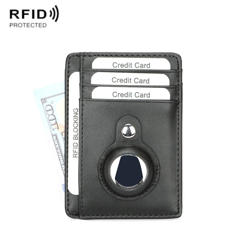 TQ-319 Anti-Theft Anti-Lost Tracker Leather Card Holder For AirTag, Style: Flat Pattern (Black) - Wallet Series by PMc TechLife | Online Shopping South Africa | PMc TechLife | Buy Now Pay Later Mobicred
