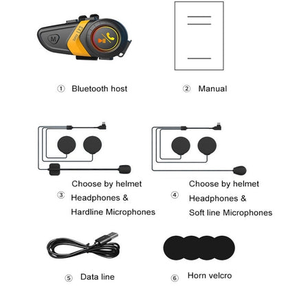 Motorcycle Helmet Call Music Navigation Bluetooth Headset, Color: Yellow(Soft Pipe Microphone) - Motorcycle Walkie Talkie by PMC Jewellery | Online Shopping South Africa | PMC Jewellery | Buy Now Pay Later Mobicred