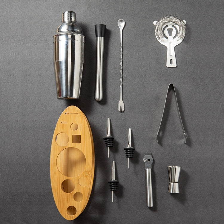 BY-011 11 In 1 Oval Wooden Stand Shaker Set Bartending Tools, Spec: 700ml - Bartending Tools by PMC Jewellery | Online Shopping South Africa | PMC Jewellery