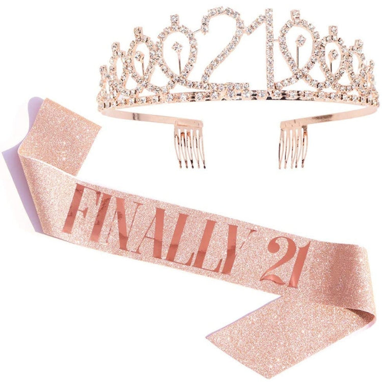 WM-02 Crystal Diamond Birthday Party Wedding Updo Crown, Color: Rose Gold 21 - Head Bands by PMC Jewellery | Online Shopping South Africa | PMC Jewellery