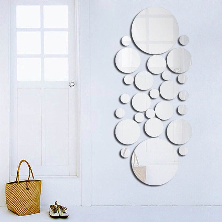 JM004 26PCS Bedroom Geometric Round Stereo Acrylic Mirror Wall Sticker(Silver) - Decorative Mirrors by PMC Jewellery | Online Shopping South Africa | PMC Jewellery