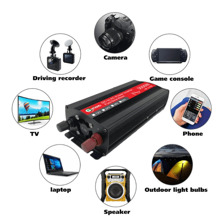 Gurxun Sine Wave Inverter 3000W 12/24/48/60V To 220V Car Boost Converter, Specification: 24V-220V -  by PMC TechLife | Online Shopping South Africa | PMC TechLife