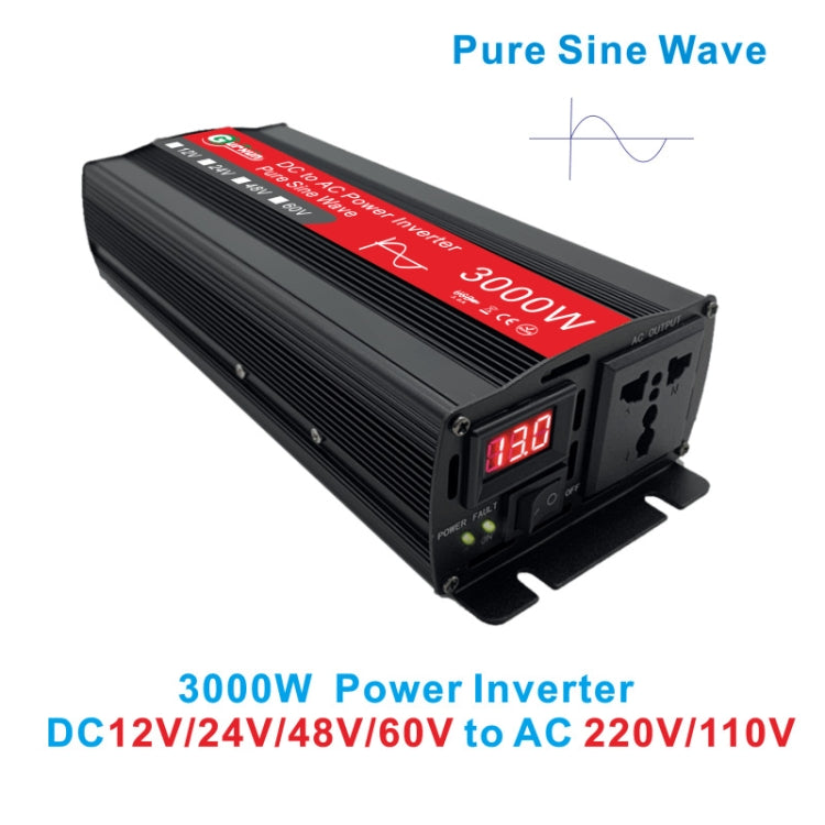 Gurxun Sine Wave Inverter 3000W 12/24/48/60V To 220V Car Boost Converter, Specification: 60V-220V - Pure Sine Wave by PMC TechLife | Online Shopping South Africa | PMC TechLife | Buy Now Pay Later Mobicred