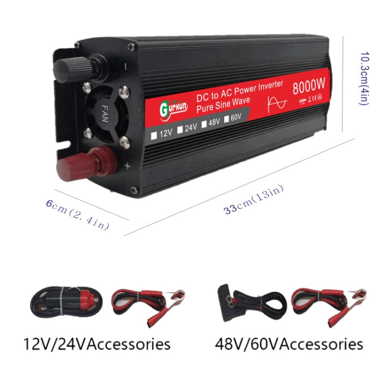 Gurxun 8000W High Power Household Car Sine Wave Inverter, Specification: 60V To 220V - free shipping - PMC TechLife - Order now!