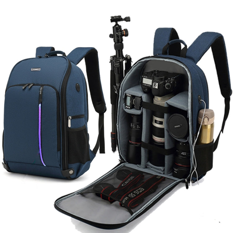TONO LED Light SLR Digital Camera Backpack With USB Port(Blue) - free shipping - PMC TechLife - Order now!