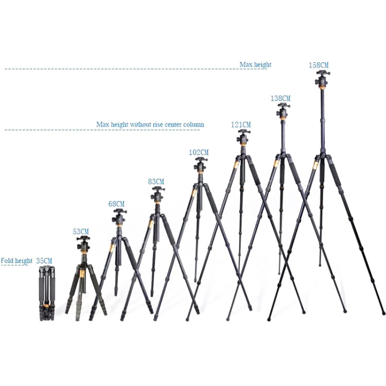 QingZhuangShiDai Q666 Portable Travel SLR Camera Aluminum Magnesium Alloy Tripod(Black) - free shipping - PMC TechLife - Order now!