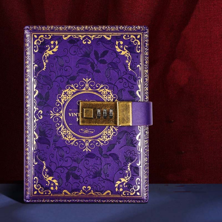 B6 PU Leather Retro Password Book With Lock Diary Hand Book(Purple) - Notebooks by PMC Jewellery | Online Shopping South Africa | PMC Jewellery