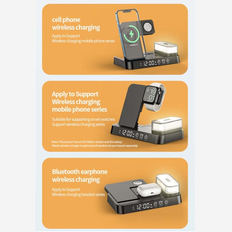 A37 30W 3-in-1 Wireless Charging Phone Stand with RGB Night Light & Alarm Clock & Watch Charger For Apple Function(Black) - free shipping - PMC Jewellery - Order now!