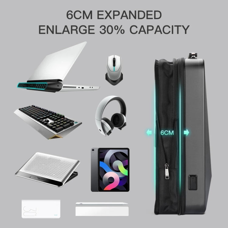 Bopai 61-93318A Hard Shell Waterproof Expandable Backpack with USB Charging Hole, Spec: Regular (Silver) - free shipping - PMC Jewellery - Order now!