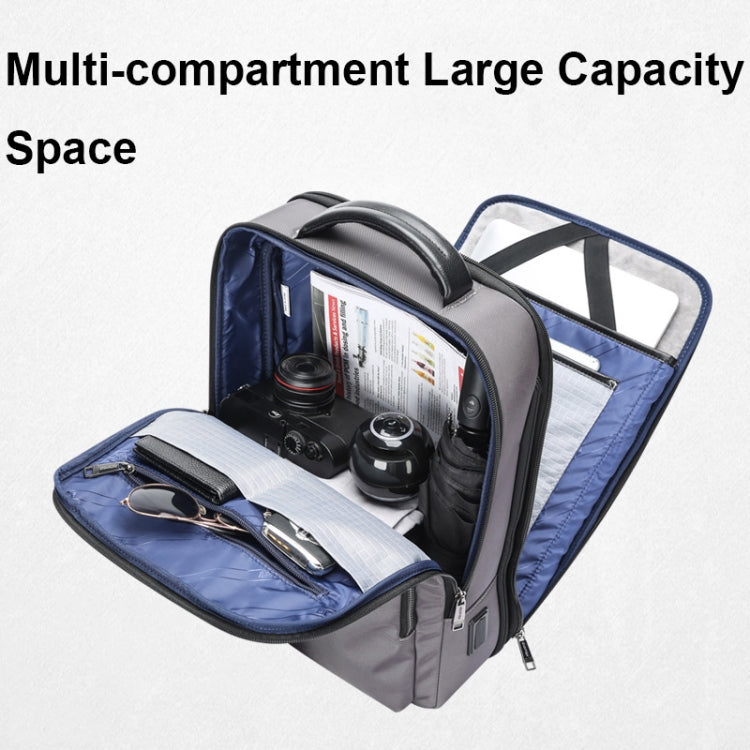 Bopai 61-121518 Multi-compartment Waterproof Expandable Backpack with USB Charging Hole(Dark Gray) - free shipping - PMC Jewellery - Order now!