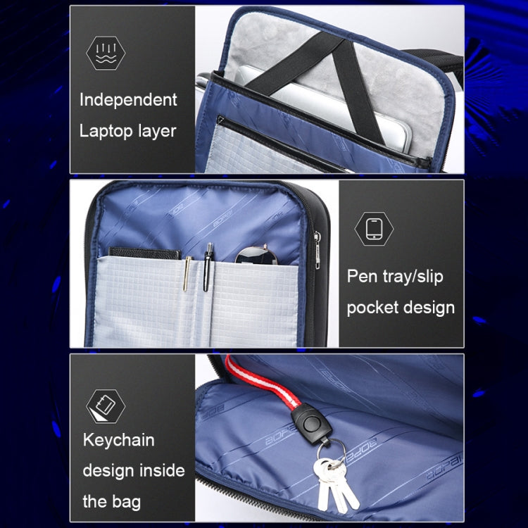 Bopai 61-121518 Multi-compartment Waterproof Expandable Backpack with USB Charging Hole(Black) - free shipping - PMC Jewellery - Order now!