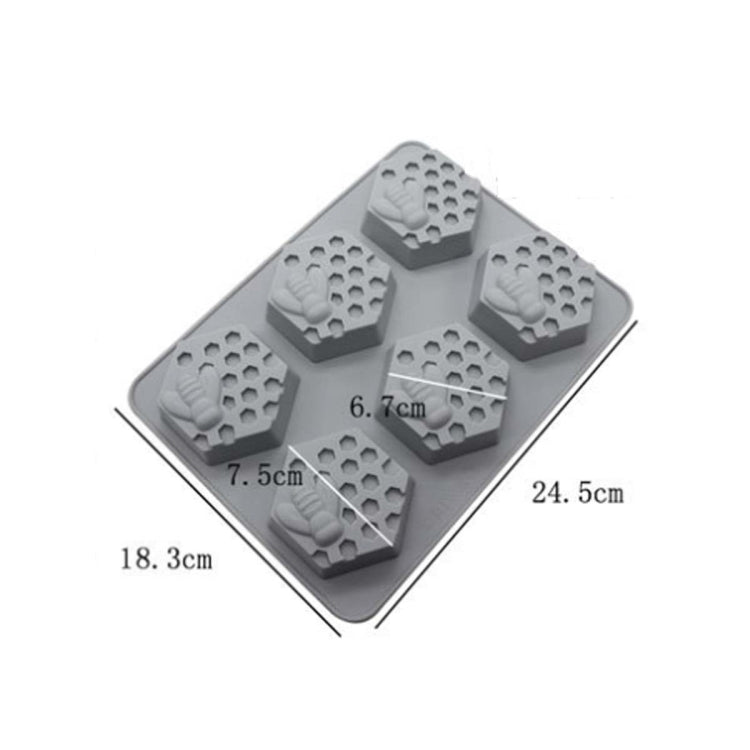 2 PCS 6 Grid Honeycomb Bee Silicone Handmade Soap Mould Chocolate Mooncake Mould(Grey) - Food Molds by PMC Jewellery | Online Shopping South Africa | PMC Jewellery