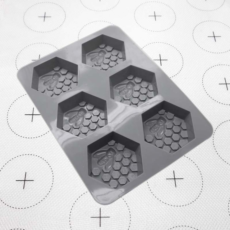 2 PCS 6 Grid Honeycomb Bee Silicone Handmade Soap Mould Chocolate Mooncake Mould(Grey) - Food Molds by PMC Jewellery | Online Shopping South Africa | PMC Jewellery