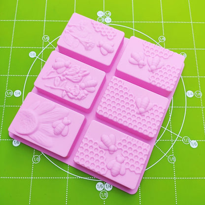 6 Grid  Square Honeycomb Ice Cube Cake Mould Square Handmade Soap Mould(Pink) - Food Molds by PMC Jewellery | Online Shopping South Africa | PMC Jewellery