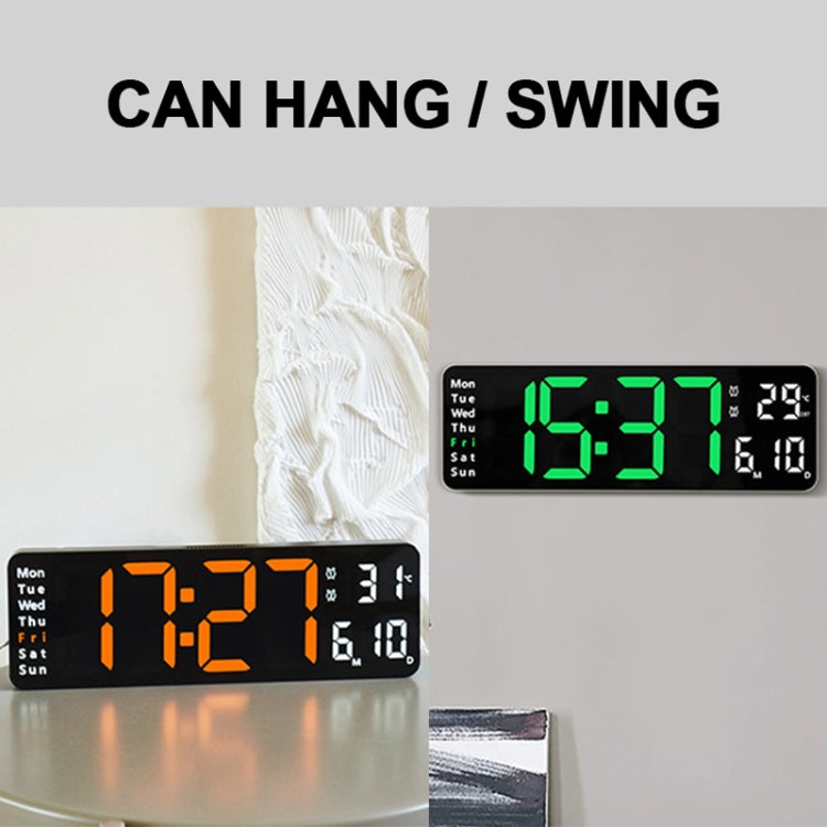 6629 13 Inch Multifunctional LED Living Room Large Screen Wall Clock(Black Shell Green Light) - Wall Clock by PMc TechLife | Online Shopping South Africa | PMc TechLife | Buy Now Pay Later Mobicred
