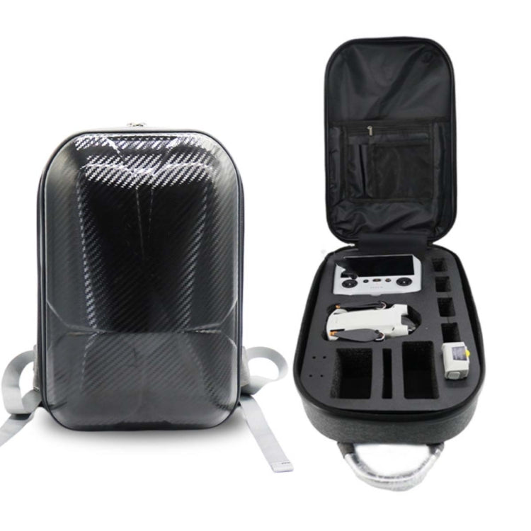Hard Shell PC Carbon Fiber Backpack for DJI Mini 3 Pro Drone(Dark Grey) - Backpacks & Bags by PMC Jewellery | Online Shopping South Africa | PMC Jewellery | Buy Now Pay Later Mobicred