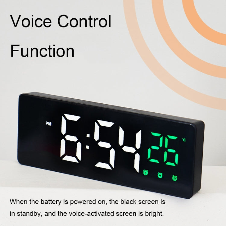 0715 Voice-activated LED Mute Date Temperature Display Electronic Clock(Black Shell Red Light) - Alarm Clocks by PMc TechLife | Online Shopping South Africa | PMc TechLife | Buy Now Pay Later Mobicred