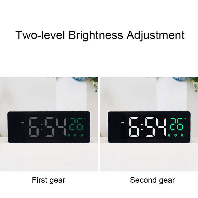 0715 Voice-activated LED Mute Date Temperature Display Electronic Clock(White Shell Green Light) - Alarm Clocks by PMc TechLife | Online Shopping South Africa | PMc TechLife | Buy Now Pay Later Mobicred