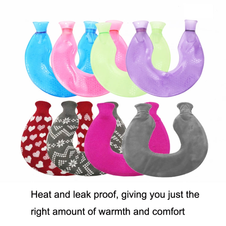 U-shaped PVC Hot Compress Shoulder And Neck Explosion-proof Water Injection Hot Water Bag(Rose Red + Red Love Knitted) - Hot Water Bags by PMC TechLife | Online Shopping South Africa | PMC TechLife | Buy Now Pay Later Mobicred