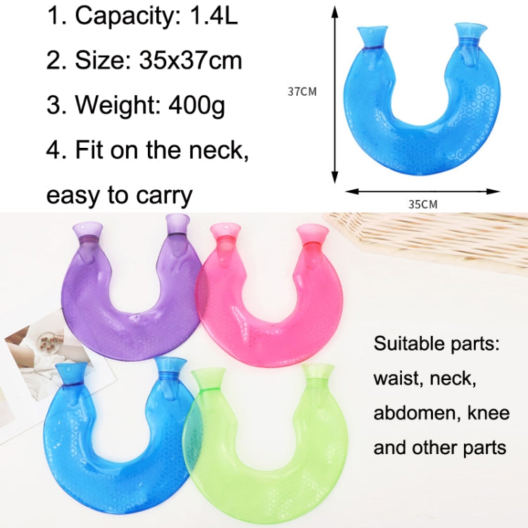 U-shaped PVC Hot Compress Shoulder And Neck Explosion-proof Water Injection Hot Water Bag(Blue + Green Snowflake Knitted) - Hot Water Bags by PMC TechLife | Online Shopping South Africa | PMC TechLife | Buy Now Pay Later Mobicred