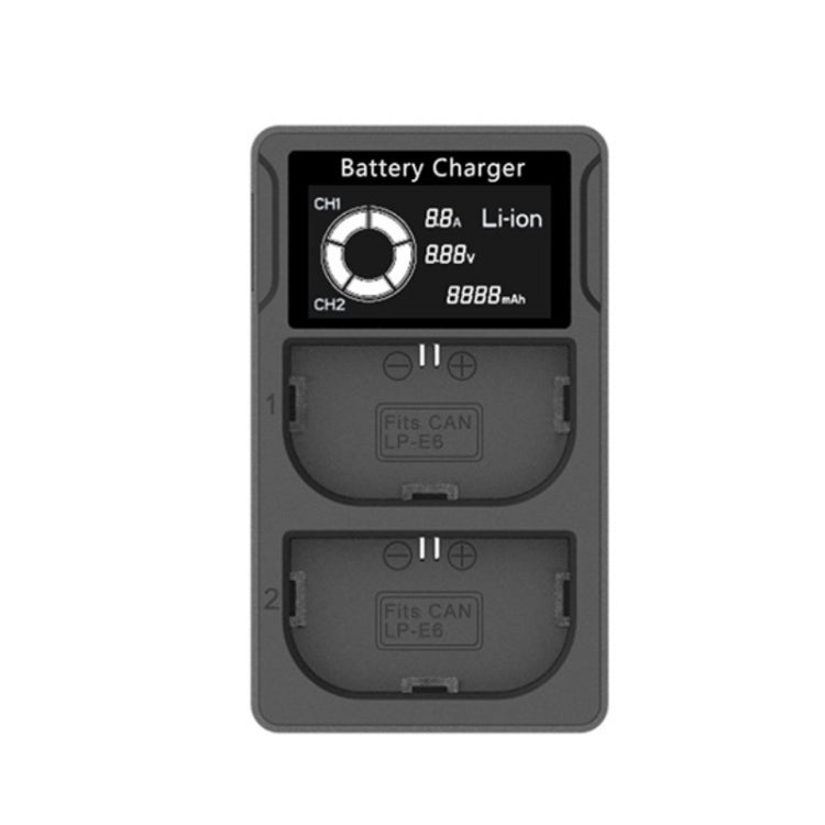 LP-E6 USB LCD Dual Charger Camera Battery Charger - Battery USB Charger by PMC Jewellery | Online Shopping South Africa | PMC Jewellery