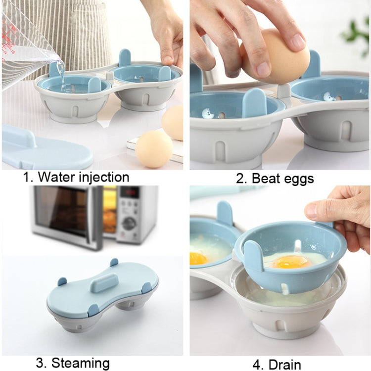 Two-compartment Steamed Egg Box Microwave Steamed Egg Plate  Egg Mold(Blue) - Gadgets by PMC TechLife | Online Shopping South Africa | PMC TechLife | Buy Now Pay Later Mobicred