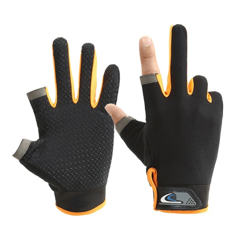 1 Pair QX0008 Outdoor Sunscreen Non-Slip Exposed Two-Finger Fishing Gloves, Size: Free Size(Orange) - Safety Gloves by PMC Jewellery | Online Shopping South Africa | PMC Jewellery