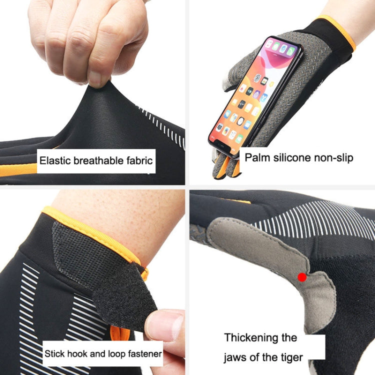 1 Pair QX0002 Sports Sunscreen Touch Screen Non-slip Wear Resistant Shock Absorbing Cycling Gloves, Size: L(Orange) - Cycling Gloves by PMC TechLife | Online Shopping South Africa | PMC TechLife | Buy Now Pay Later Mobicred