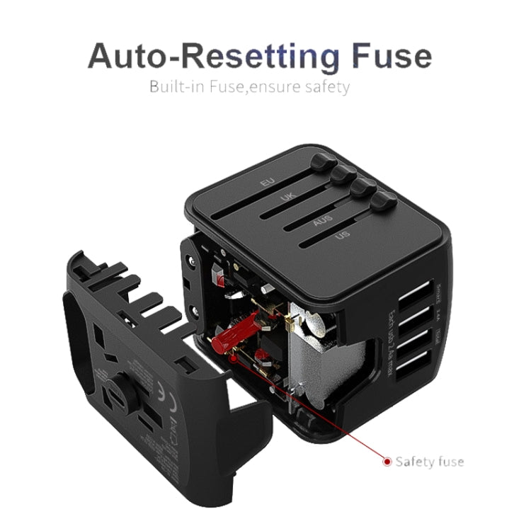 BMAX 199-04U Travel Multifunctional USB Converter 4 USB Universal Socket(Black) - free shipping - PMC Jewellery - Order now!