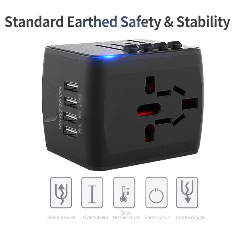 BMAX 199-04U Travel Multifunctional USB Converter 4 USB Universal Socket(Black) - free shipping - PMC Jewellery - Order now!