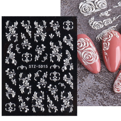 5D Three-dimensional Carved Nail Art Stickers Rose Pattern Embossed Nail Stickers(Stz-5D15) - Nail Stickers by PMC Jewellery | Online Shopping South Africa | PMC Jewellery | Buy Now Pay Later Mobicred