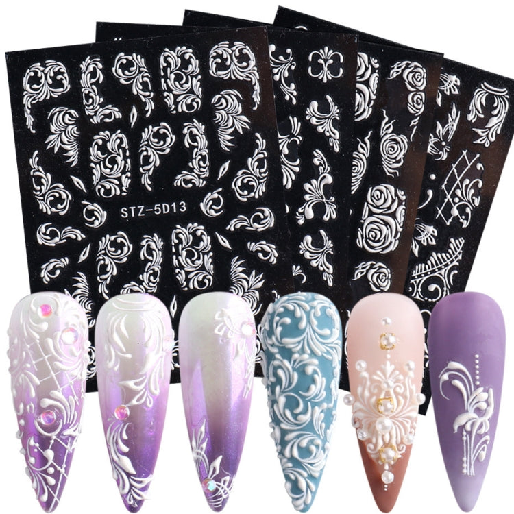 5D Three-dimensional Carved Nail Art Stickers Rose Pattern Embossed Nail Stickers(Stz-5D12) - Nail Stickers by PMC Jewellery | Online Shopping South Africa | PMC Jewellery | Buy Now Pay Later Mobicred