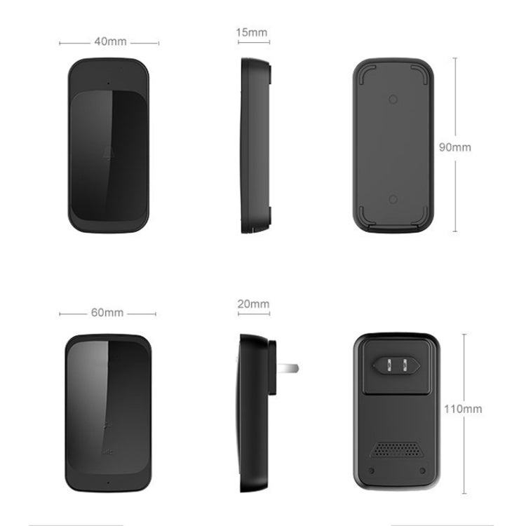 C03 1 For 1 Home Wireless IP44 Waterproof Touch Sensor Doorbell(UK Plug Black) - Wireless Doorbell by PMc TechLife | Online Shopping South Africa | PMc TechLife | Buy Now Pay Later Mobicred