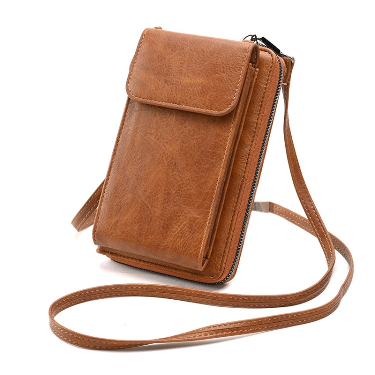 Lady Purse Shoulder Crossbody Bag Multi-functional Mobile Phone Bag(Brown) - Single-shoulder Bags by PMC Jewellery | Online Shopping South Africa | PMC Jewellery