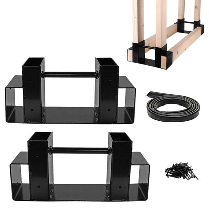 Heavy Duty Firewood Racks Indoor And Outdoor Wood Storage Racks(Black) - Shelf & Hooks by PMC Jewellery | Online Shopping South Africa | PMC Jewellery
