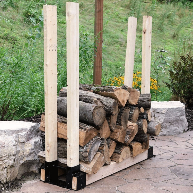 Heavy Duty Firewood Racks Indoor And Outdoor Wood Storage Racks(Black) - Shelf & Hooks by PMC Jewellery | Online Shopping South Africa | PMC Jewellery