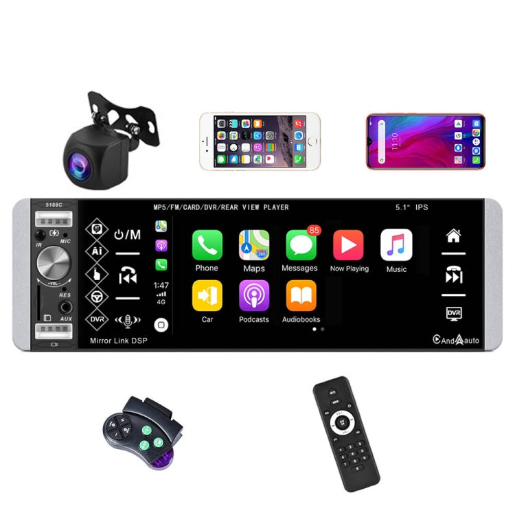 A2905 5.1 inch IPS Capacitive Screen Single Butt Carplay Player, Style: Standard+AHD Camera - Car MP3 & MP4 & MP5 by PMC Jewellery | Online Shopping South Africa | PMC Jewellery