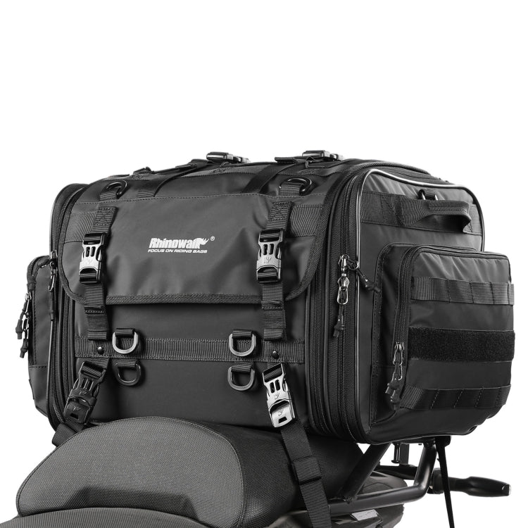 Rhinowalk MT4060 Large-capacity Foldable Expandable Tail Bag for Motorcycle Riding with Rain Cover(Black) - Bags & Luggages by Rhinowalk | Online Shopping South Africa | PMC Jewellery | Buy Now Pay Later Mobicred