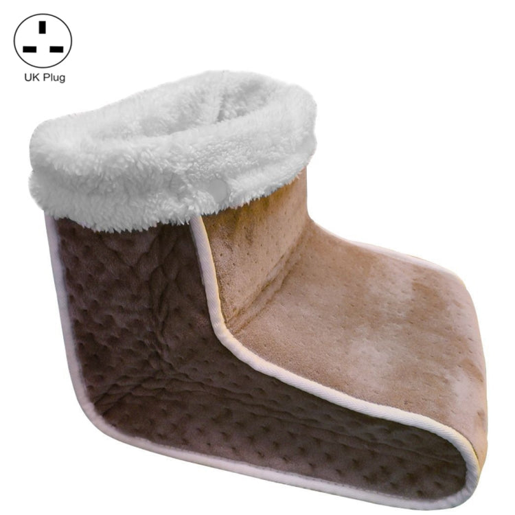 Plug-in High-top Electric Foot Warmer Heated Foot Warmer Boots UK Plug 240V(Brown) - Electric Heaters by PMC TechLife | Online Shopping South Africa | PMC TechLife | Buy Now Pay Later Mobicred
