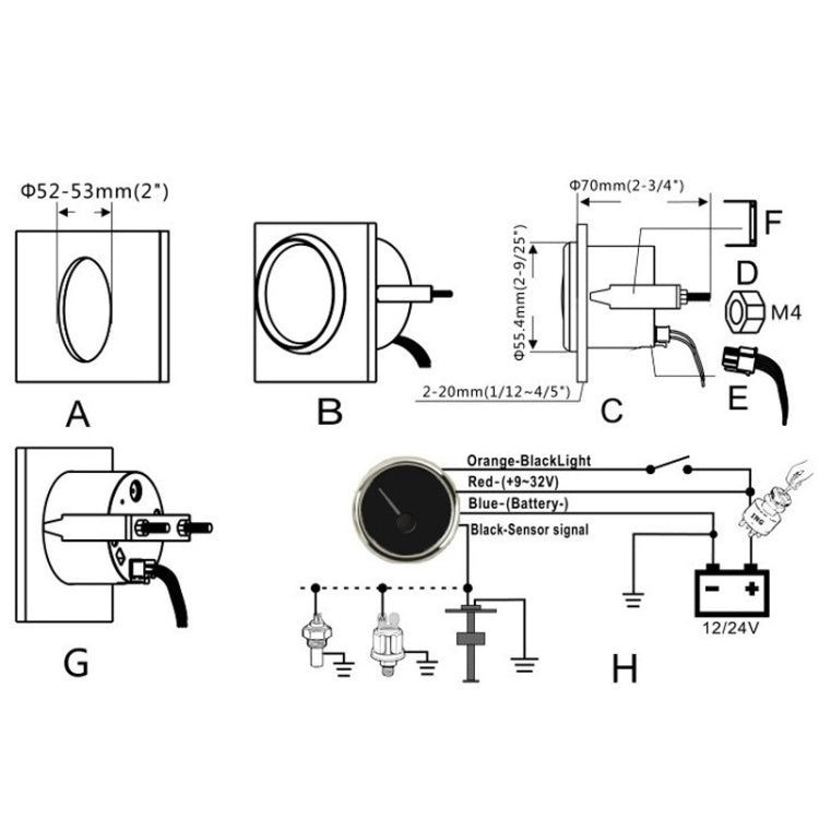 PMM2 DN52mm 12/24V 0-190Ohm Marine Balance Table Lift Table(BG) - Marine Accessories & Parts by PMC Jewellery | Online Shopping South Africa | PMC Jewellery | Buy Now Pay Later Mobicred