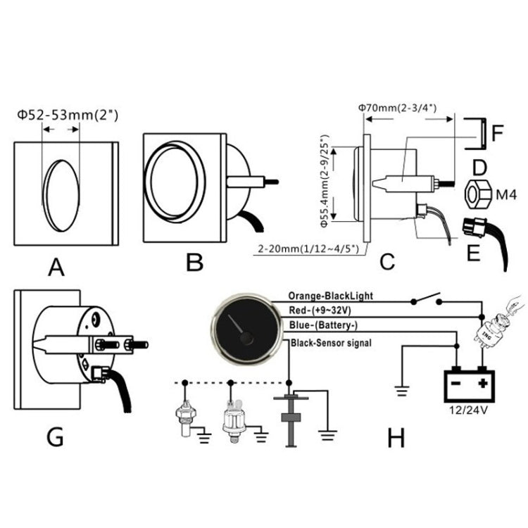 PMW2 DN52mm Car Truck RV Conversion Water Tank Water Level Table(BS) - Clocks & Car Meters by PMC Jewellery | Online Shopping South Africa | PMC Jewellery | Buy Now Pay Later Mobicred