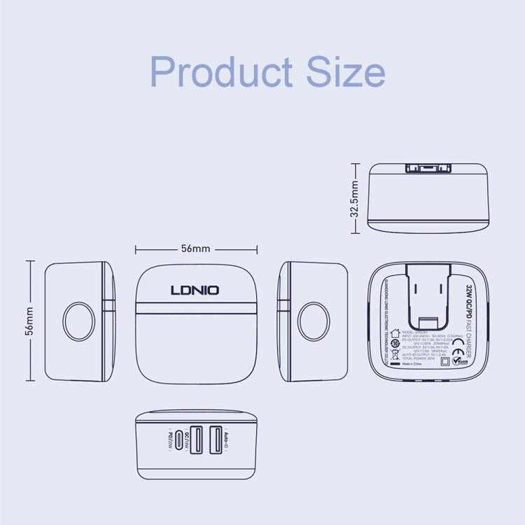 LDNIO A3513Q 32W QC3.0 3 USB Ports Phone Adapter EU Plug with Type-C Cable - free shipping - PMC TechLife - Order now!