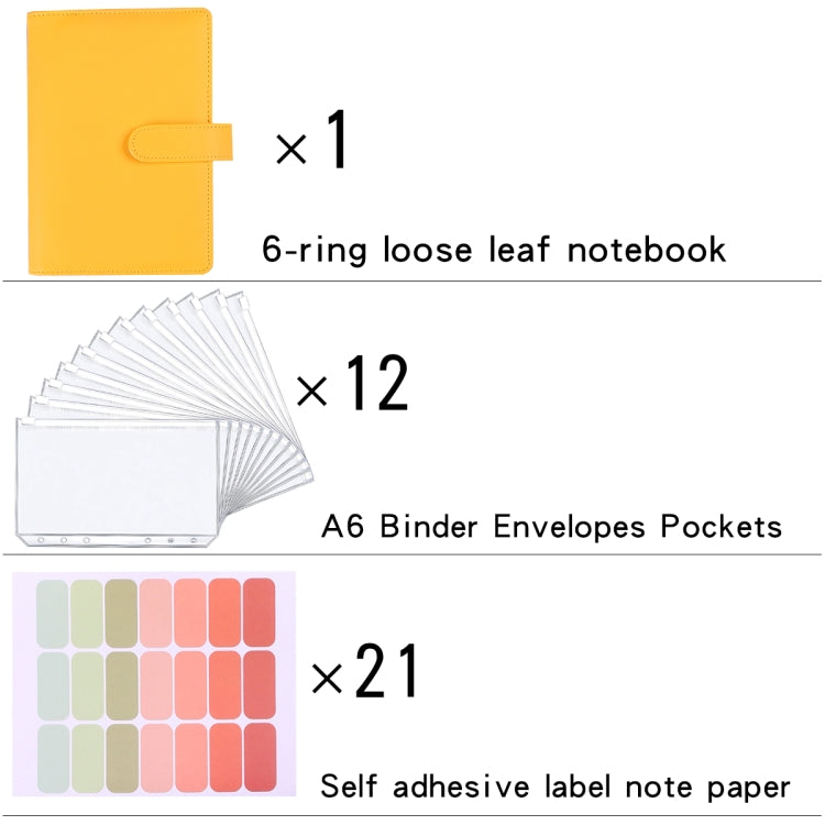 A6 Macaron Notebook PU Loose-leaf Cash Budget Handbook(Yellow) - Notebooks by PMc TechLife | Online Shopping South Africa | PMc TechLife | Buy Now Pay Later Mobicred