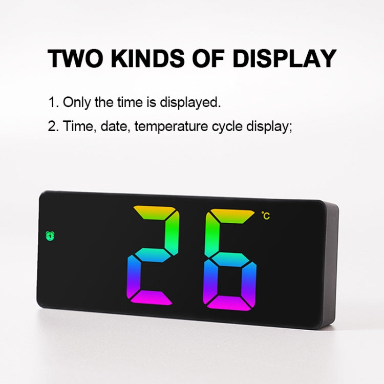 Colorful Fonts LED Electronic Alarm Clock Large Screen Clock(8009D  White Shell) - free shipping - PMc TechLife - Order now!