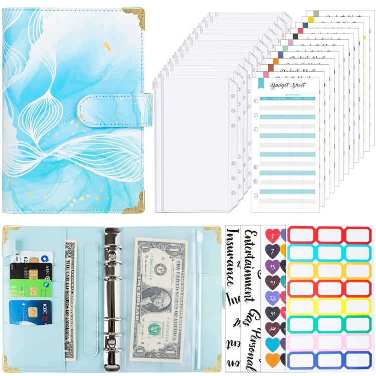 A6 Leather Loose-leaf Budget Book Handbook Notepad(Cyan Greene) - Notebooks by PMc TechLife | Online Shopping South Africa | PMc TechLife | Buy Now Pay Later Mobicred