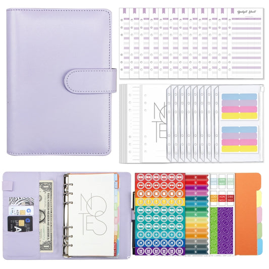 A6 Macaron PU Leather Loose-leaf Notebook Cash Budget Handbook(Purple) - Notebooks by PMC Jewellery | Online Shopping South Africa | PMC Jewellery
