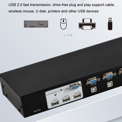 FJGEAR FJ-810UK 8 In 1 Out Computer Host VGA To KVM Switcher With Desktop Switch, EU Plug(Black) - Converter by FJGEAR | Online Shopping South Africa | PMC Jewellery