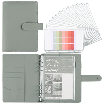 A5 Macaron Notebook PU Loose-leaf Cash Budget Handbook(Gray) - Notebooks by PMC Jewellery | Online Shopping South Africa | PMC Jewellery