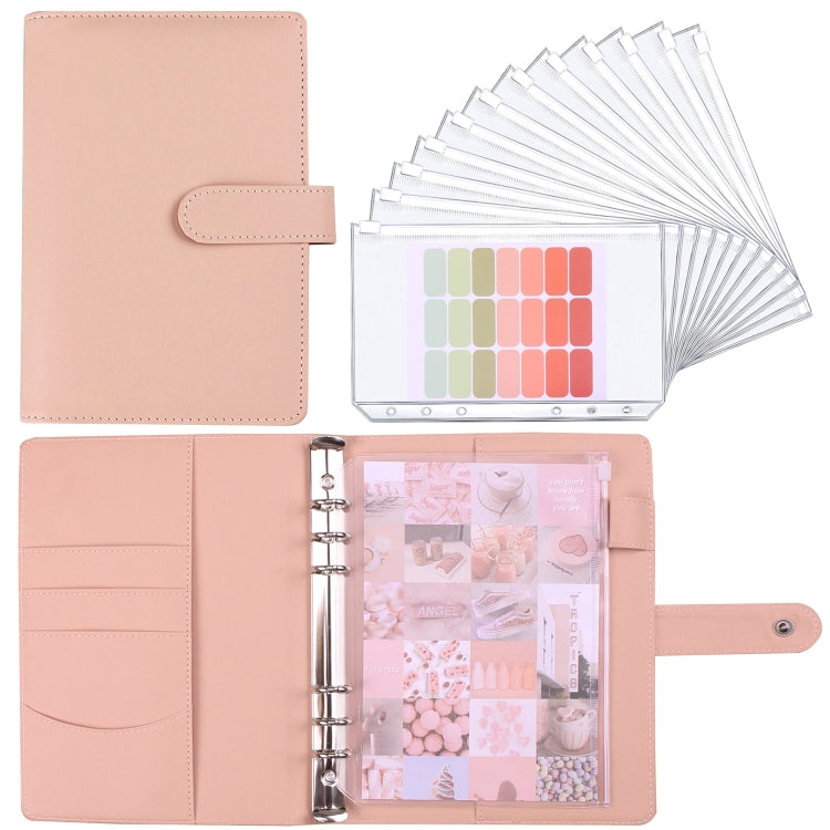 A5 Macaron Notebook PU Loose-leaf Cash Budget Handbook(Pink) - Notebooks by PMC Jewellery | Online Shopping South Africa | PMC Jewellery