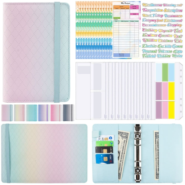 A6 Gradient Macaroon Loose-leaf Handbook Cash Budget Book(Green Yellow Pink) - Notebooks by PMc TechLife | Online Shopping South Africa | PMc TechLife | Buy Now Pay Later Mobicred